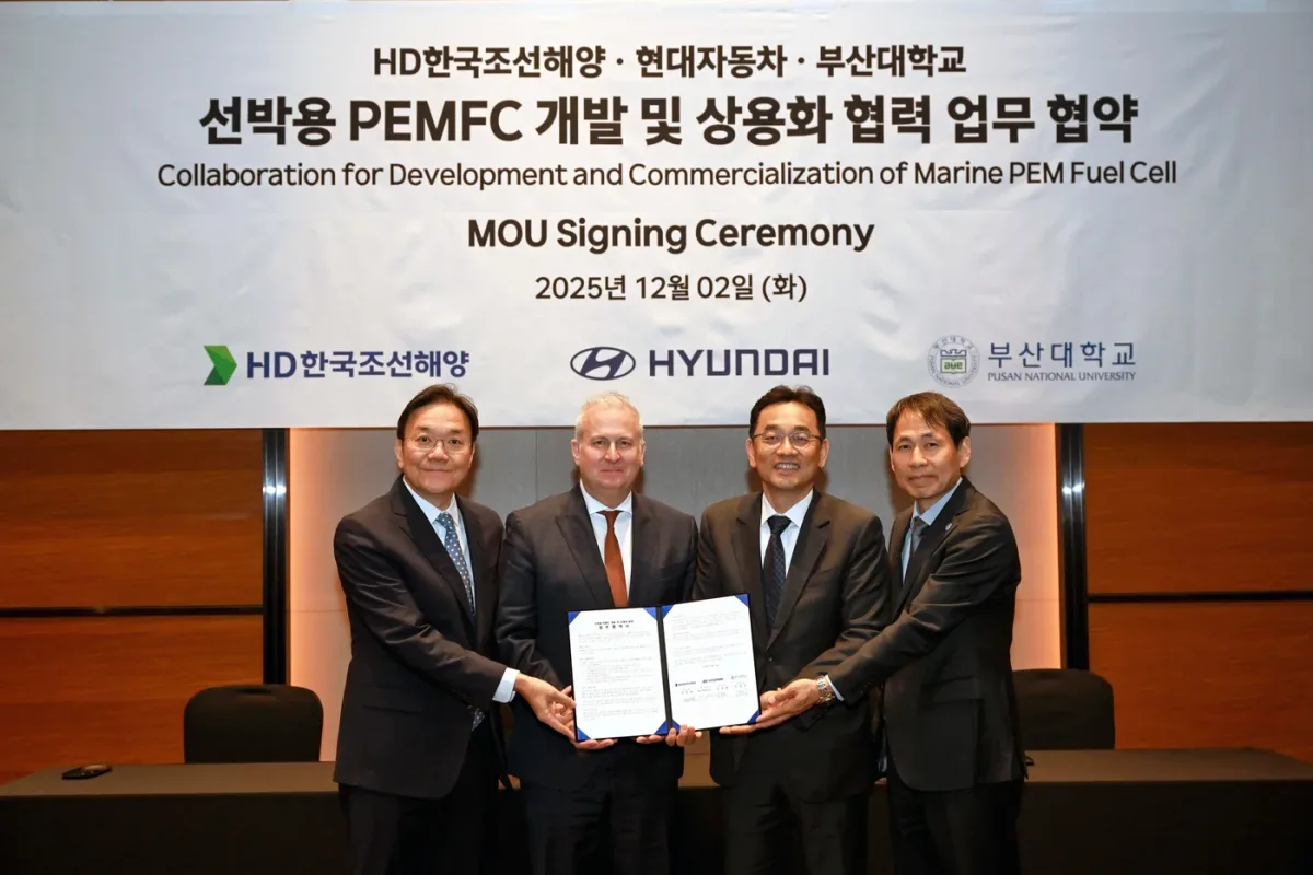 Hyundai Motor Company une fuerzas con HD KSOE y PNU para desarrollar un sistema de pila de combustible marítimo