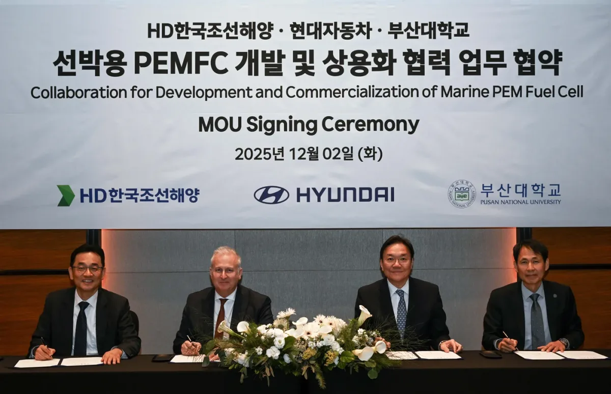 Hyundai Motor Company une fuerzas con HD KSOE y PNU para desarrollar un sistema de pila de combustible marítimo